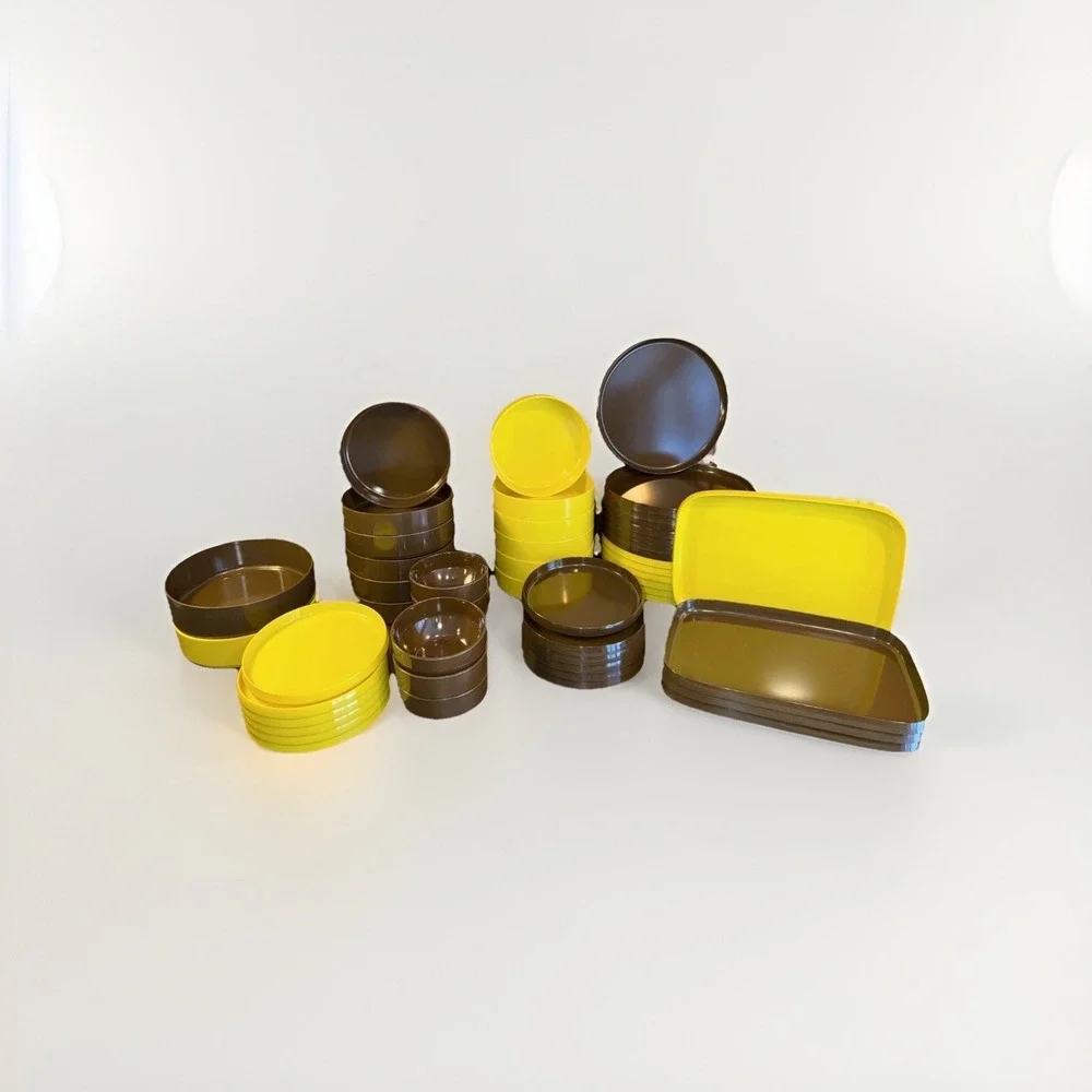 MCM Oblique By PMC Melamine Plates, Bowls, Trays 50 Pieces - Mid‎ Century Modern